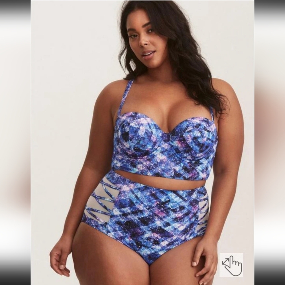 Women's Blue and Purple Swimwear
